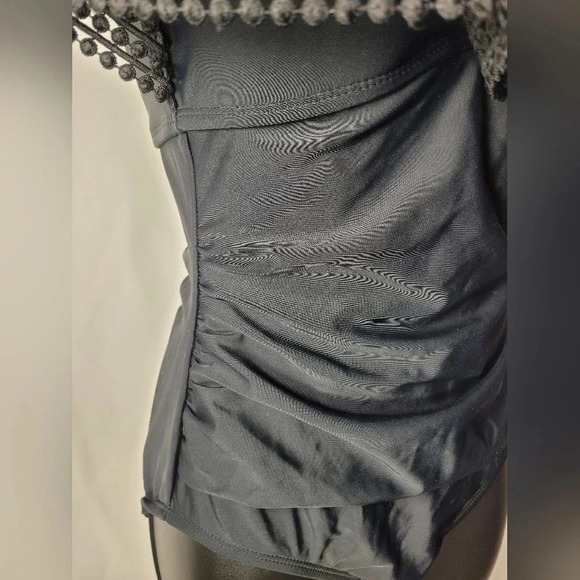 NWT Kona Sol S Black Ruffle Strapless One Piece Swim Suit - Picture 3 of 10